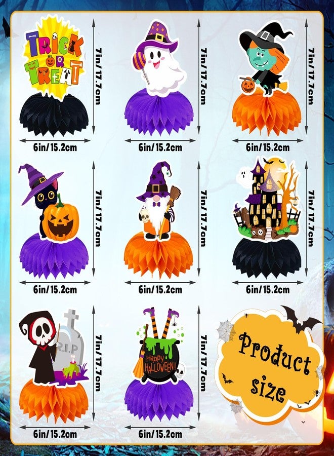 JULMELON 8PCS Halloween Party Decorations Honeycomb Centerpiece, Cute Pumpkin Ghost Witch Halloween Centerpiece Table Decorations Table Toppers for Halloween Party Favors Supplies - Image 2